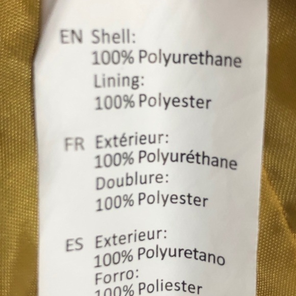 Womens Yellow Faux Leather Jacket. Size 16” pit to pit (Small). - Picture 9 of 9